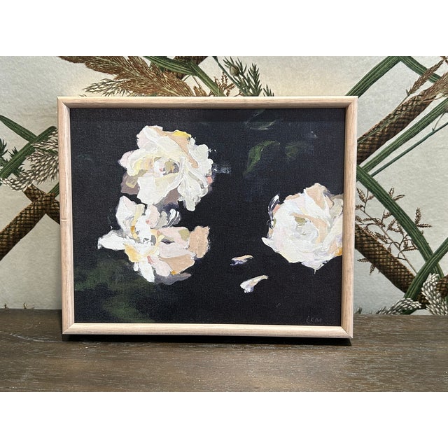 Black Moody backdrop with Creamy colored Garden Roses and a Cream colored Frame. Delicate and Beautiful. Add to a collage...