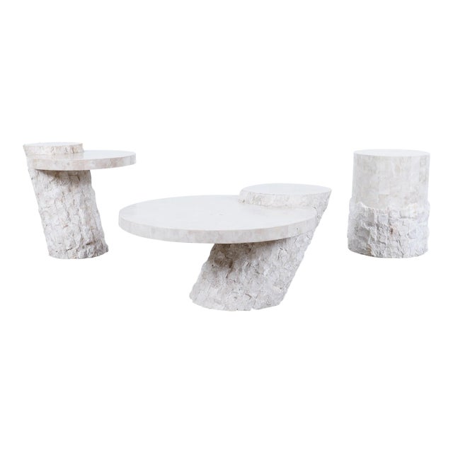 1980s Vintage Tessellated Stone Coffee Table and Side Tables - Set of 3 For Sale