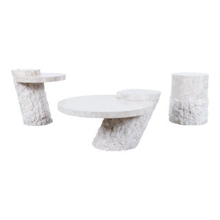 Vintage Tessellated Stone Coffee Table and Side Tables - Set of 3 For Sale