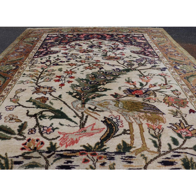 Textile Silk Turkish Rug With Botanical Designs, Including Stylized Leaves For Sale - Image 7 of 16