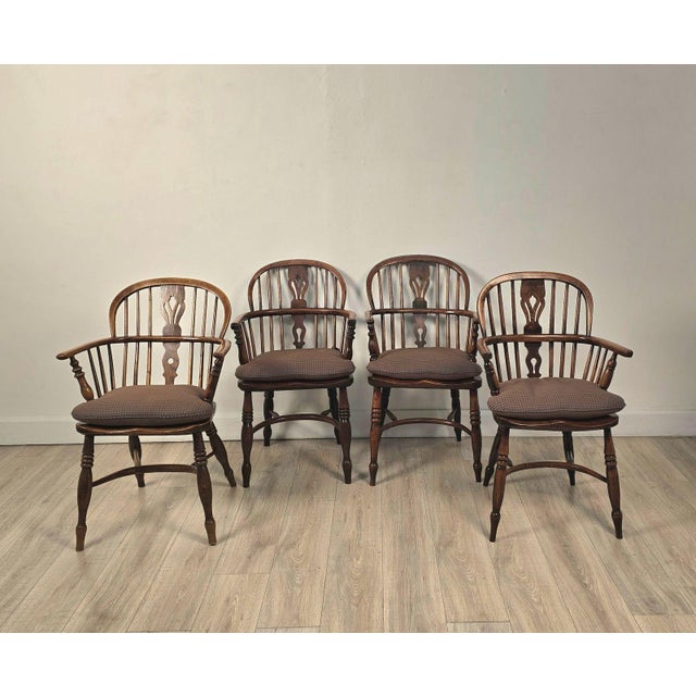 English Set of Six Antique English Oak Windsor Armchairs, 19th Century For Sale - Image 3 of 11