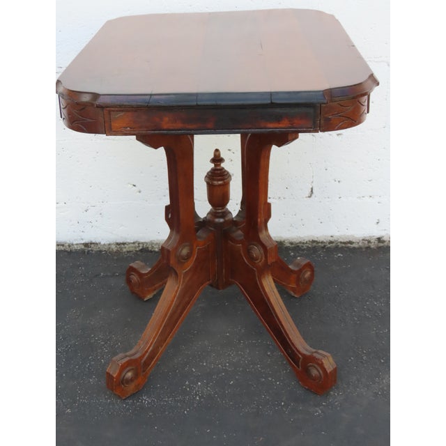 Victorian Late 1800s Victorian Eastlake Carved Side Table 6883 For Sale - Image 3 of 18