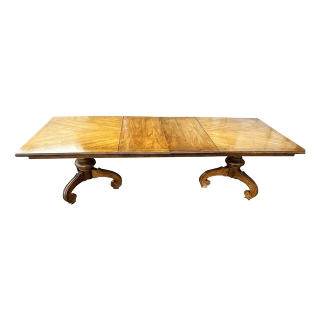 Drexel 'Velero' Spanish Style Pecan Wood 68" Extending to 104" Refectory Table From the 1960s For Sale