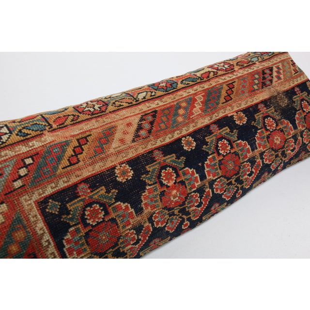 Handmade Authentic Navy-Blue Lumbar Rug Pillow Cushion Cover -16'' X 43'' For Sale - Image 12 of 13