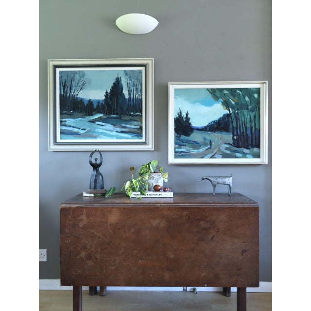 Mid-Century Modern Mid-Century Modern 'Twilight Path' Vintage Swedish Expressive Landscape Oil Painting, Framed For Sale - Image 3 of 15