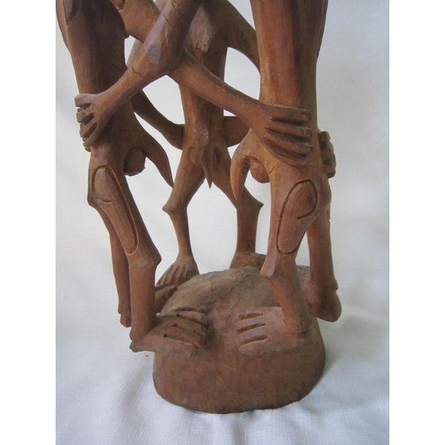 Primitive African Wood Sculpture Carving Tribal Men For Sale - Image 4 of 6