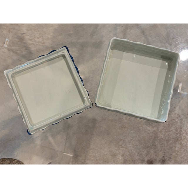 Vintage Delft Blue Holland Hand-Painted Windmill Lidded Trinket Box For Sale - Image 9 of 12