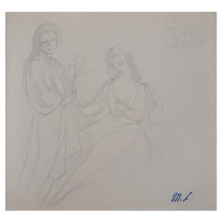 Marie Laurencin, Intimate Moment, Original Pencil Drawing For Sale