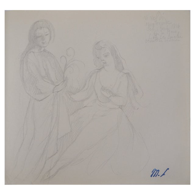 Marie Laurencin, Intimate Moment, Original Pencil Drawing For Sale