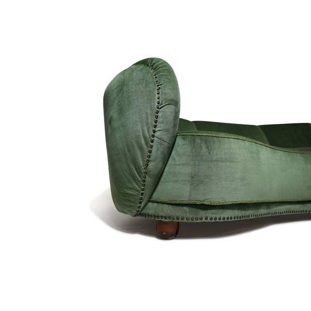 Flemming Lassen 1930s Danish Deco Curved Back Settee in Original Green Mohair For Sale - Image 12 of 13