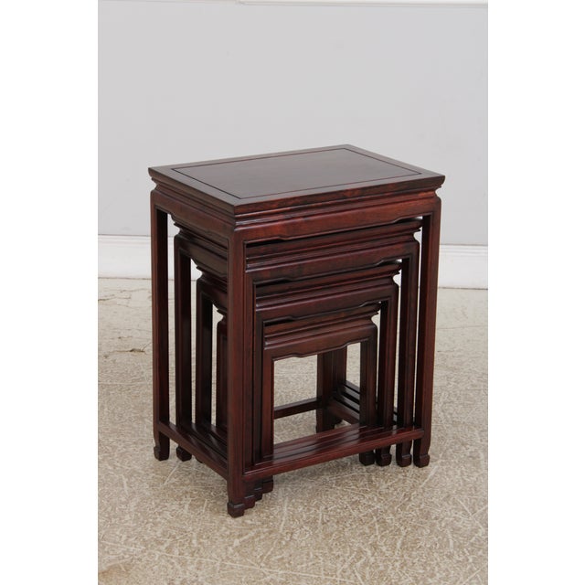 Vintage Chinese Rosewood 4 Stack Nesting Tables For Sale - Image 9 of 15