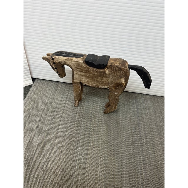 Traditional Hand-Carved Wooden Horse Sculpture, Vintage For Sale - Image 3 of 12