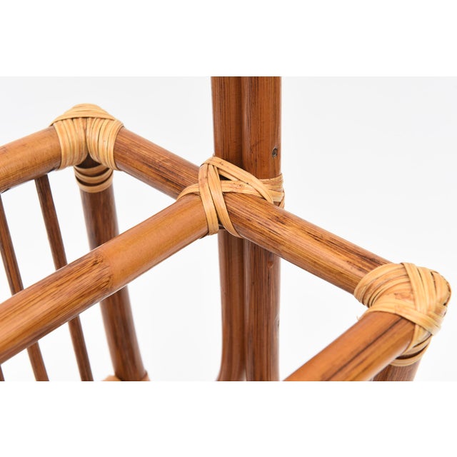 Brown Vintage 1960's Bamboo Magazine Stand/Rack For Sale - Image 8 of 12