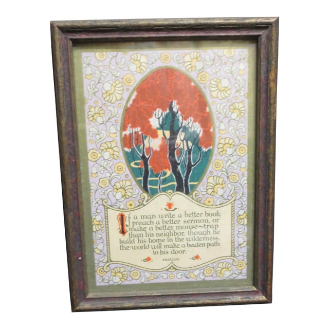 Art Deco Framed Motto by Emerson For Sale