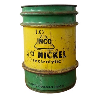 Industrial Inco Nickel Drum Metal Green Yellow Mining Factory Decor For Sale