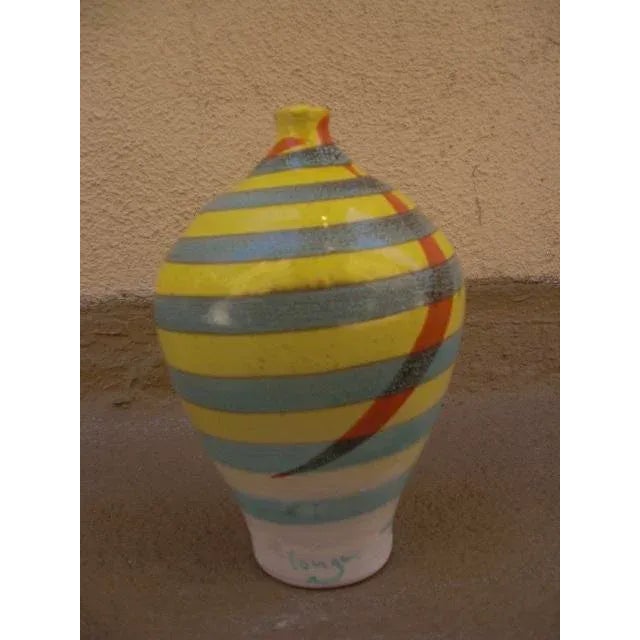 Contemporary Vintage Painted Ceramic Vase For Sale - Image 3 of 8
