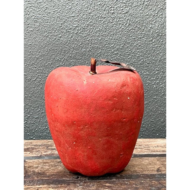 Vintage Monumental Red Painted Plaster Apple For Sale - Image 11 of 12