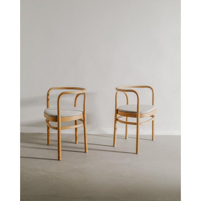 Rare pair of danish wooden "pk-15" dining / desk chairs in ash and linen by poul kjærholm produced by pp møbler denmark,...