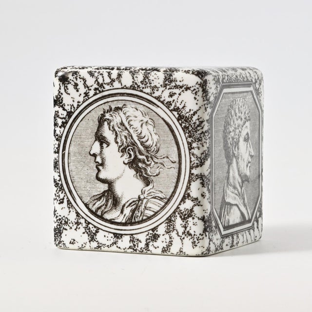 Piero Fornasetti Porcelain Cube Cammei Paperweight by Piero Fornasetti, 1960s For Sale - Image 4 of 12