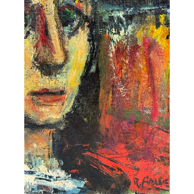 Mid-Century Modern Gorgeous Vintage Oil Painting : Robert Aaron Frame Oil Portrait Painting, 1960 For Sale - Image 3 of 8