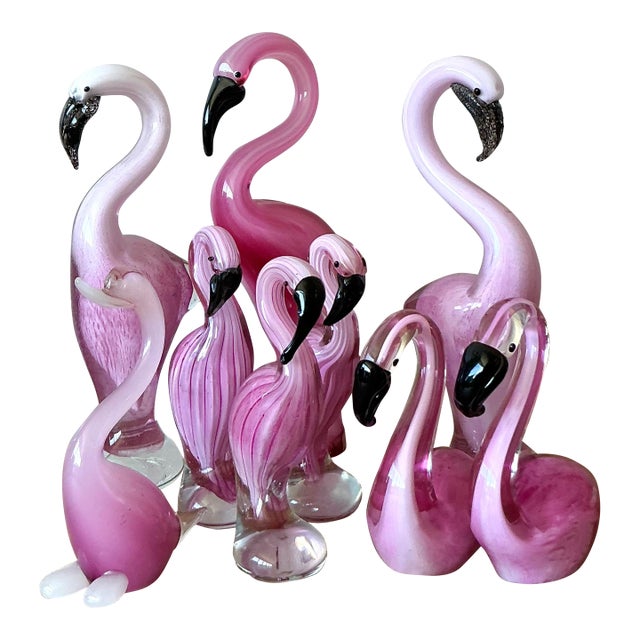 Vintage Italian Collection of Murano Glass Birds - Set of 9 For Sale