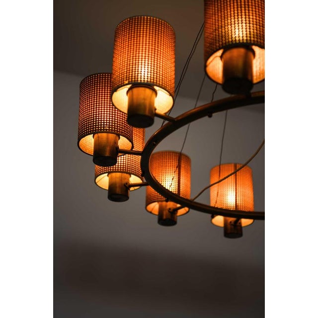 Scandinavian Modern Ceiling Lamp in Brass and Cane by Hans Bergström, 1940s For Sale - Image 12 of 13