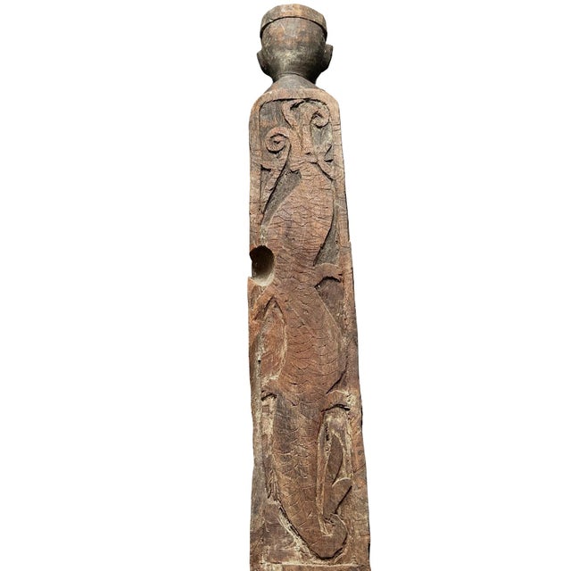 Vintage Dayak Hampatong Guardian Figure - Indonesian Tribal Ancestor Sculpture, Borneo Ironwood 30.25" For Sale In New York - Image 6 of 13