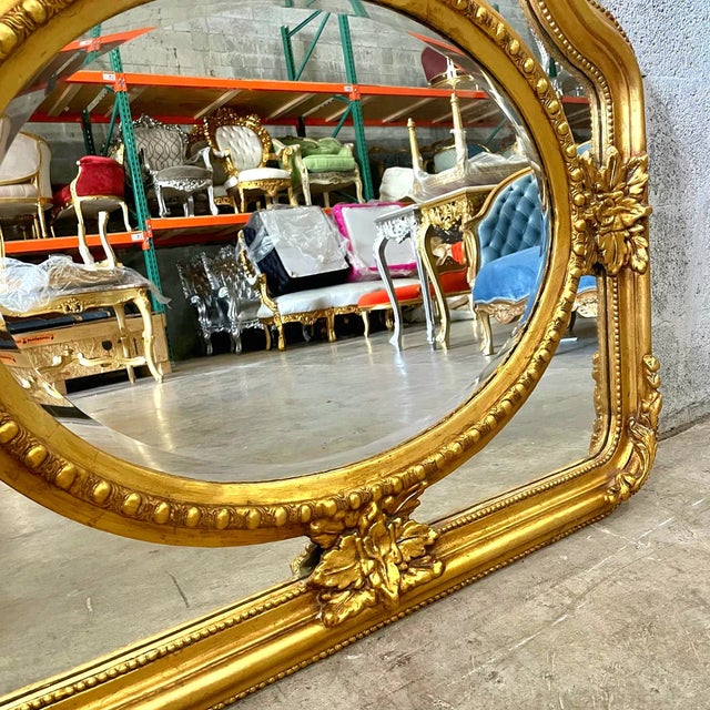 Glass Baroque Style Vintage Gold Wall Mirror For Sale - Image 7 of 7