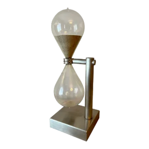 Brushed Aluminum Industrial Hourglass on Stand