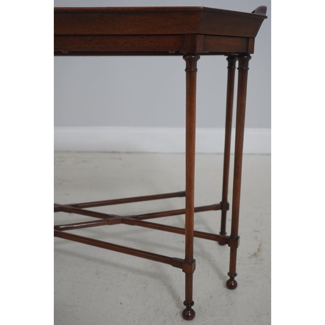 Councill Furniture Councill Fixed Tray Flame Mahogany Inlaid Cocktail Coffee Table For Sale - Image 4 of 15