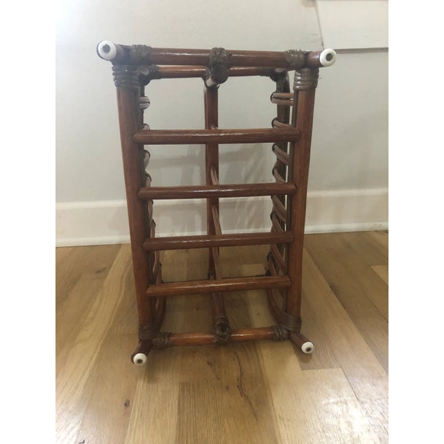 Vintage Rattan Magazine Rack For Sale - Image 4 of 6