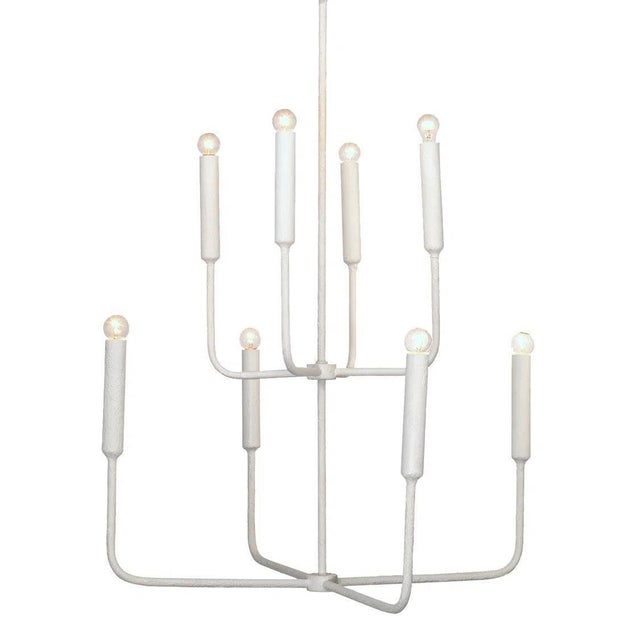 Coastal Coastal Style White Gesso Mercer Two Tier Chandelier For Sale - Image 3 of 5