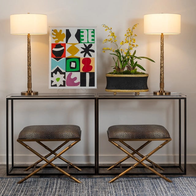 Florence Hammered Brass Lamp For Sale In Chicago - Image 6 of 7