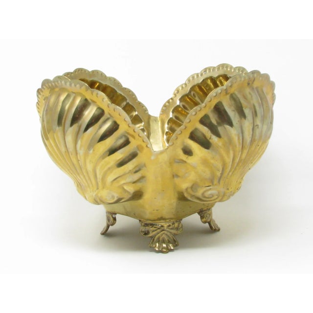 Brass Vintage Clamshell Shaped Footed Brass Planter For Sale - Image 8 of 12