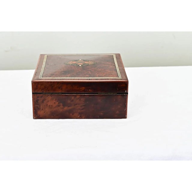 Wood English 19th Century Square Jewelry Box For Sale - Image 7 of 8