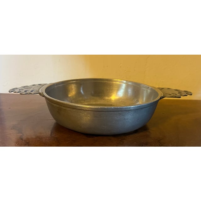 Metal Antique 18th Century Georgian Double Handled Pewter Porringer Bowl For Sale - Image 7 of 12