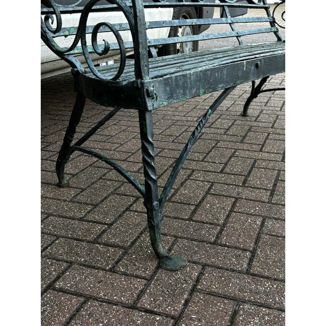 Hollywood Regency Regency Garden Bench in Cast Iron For Sale - Image 3 of 15