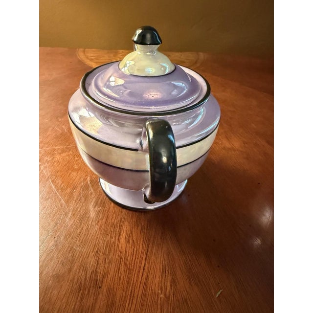 1930s 1930s Art Deco Fraunfelter China Lusterware Cream & Sugar Set - Purple & Black For Sale - Image 5 of 12