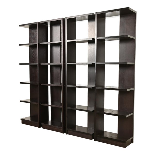 Modern Art Deco Dark Oak Modular Étagères or Bookcases, Set of Four For Sale
