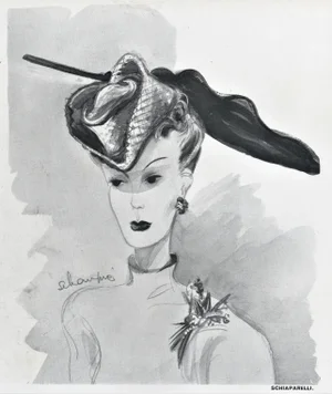 1939 Schiaparelli Fashion Hat Design Print