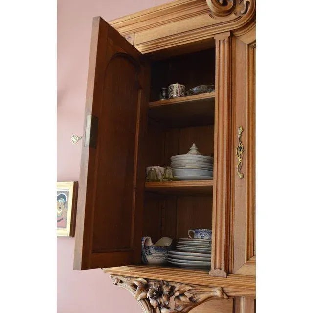 Chestnut Vintage C.1878-C.1910 French Art Nouveau Phenomenal & Intricate, Hand-Carved 5-Piece Breakfront Server/Sideboard For Sale - Image 8 of 16