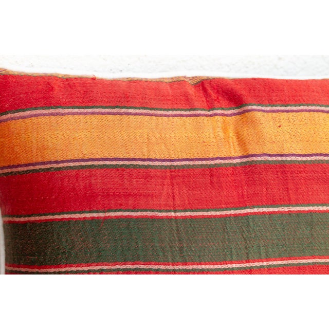 Pair of Bhuj Striped Mashru Lumbar Pillows For Sale In Los Angeles - Image 6 of 9