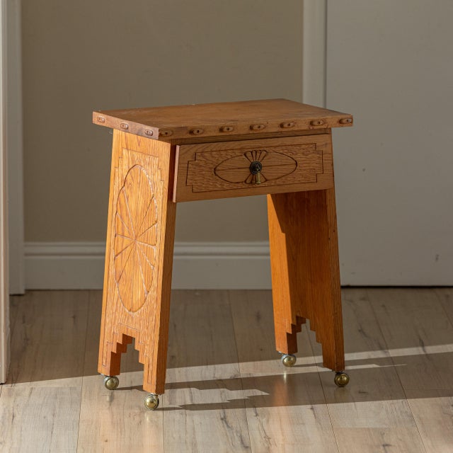 Mid-20th Century Hand-Carved New Mexico Pine Side Table in the Wpa Tradition For Sale - Image 4 of 13