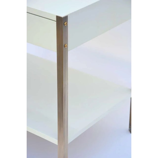 Metal Minimalist Ivory Lacquer and Brass Nightstands - a Pair For Sale - Image 7 of 11