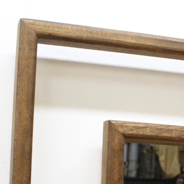 Extra Large 68 Inches Vintage Rustic Wood Grid Wall Mirror For Sale - Image 4 of 8