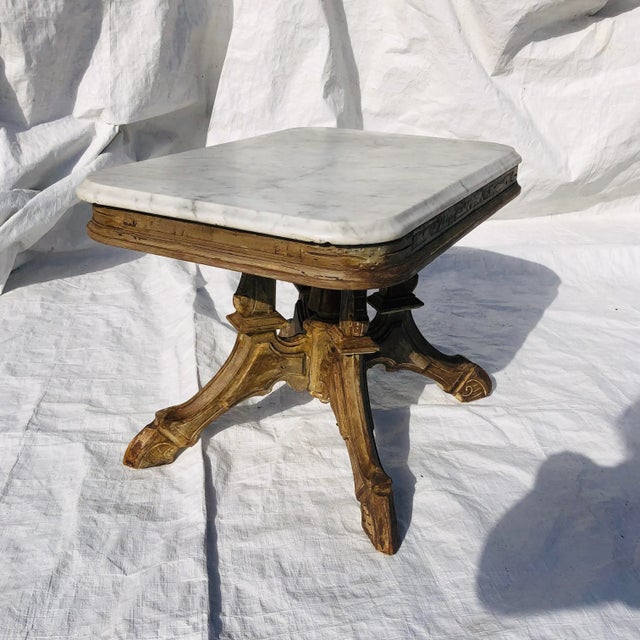 Victorian Victorian Eastlake Beveled Marble Top Carved Legs Coffee Table For Sale - Image 3 of 13
