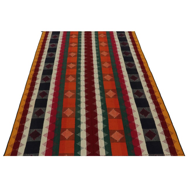 Tribal 1950s Vintage Afghani Tribal Kilim Rug With Geometric Patterns For Sale - Image 3 of 7