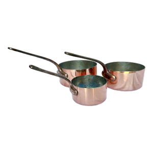Vintage French Copper Saucepans - Set of 3