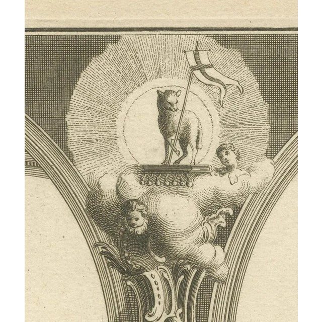 Baroque Pulpit Elevation with Ornate Archway and Balustrade, 1740, Engraving on Paper For Sale - Image 5 of 6