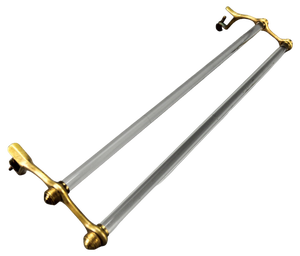 Art Deco French Double Glass Towel Holder with Brass Ends, 1930s